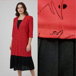 Vtg 80s red dress w/ pleated hem - Earth Angel brand